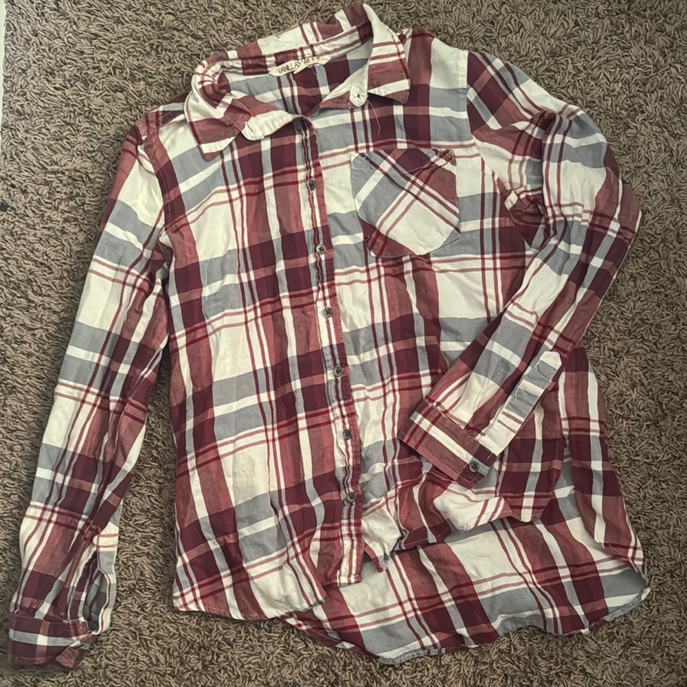 Vanilla Star White and Purple Button Down Shirt